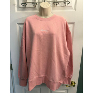 Superdry Pink Oversized Crewneck Sweatshirt Embroidered Logo M/L